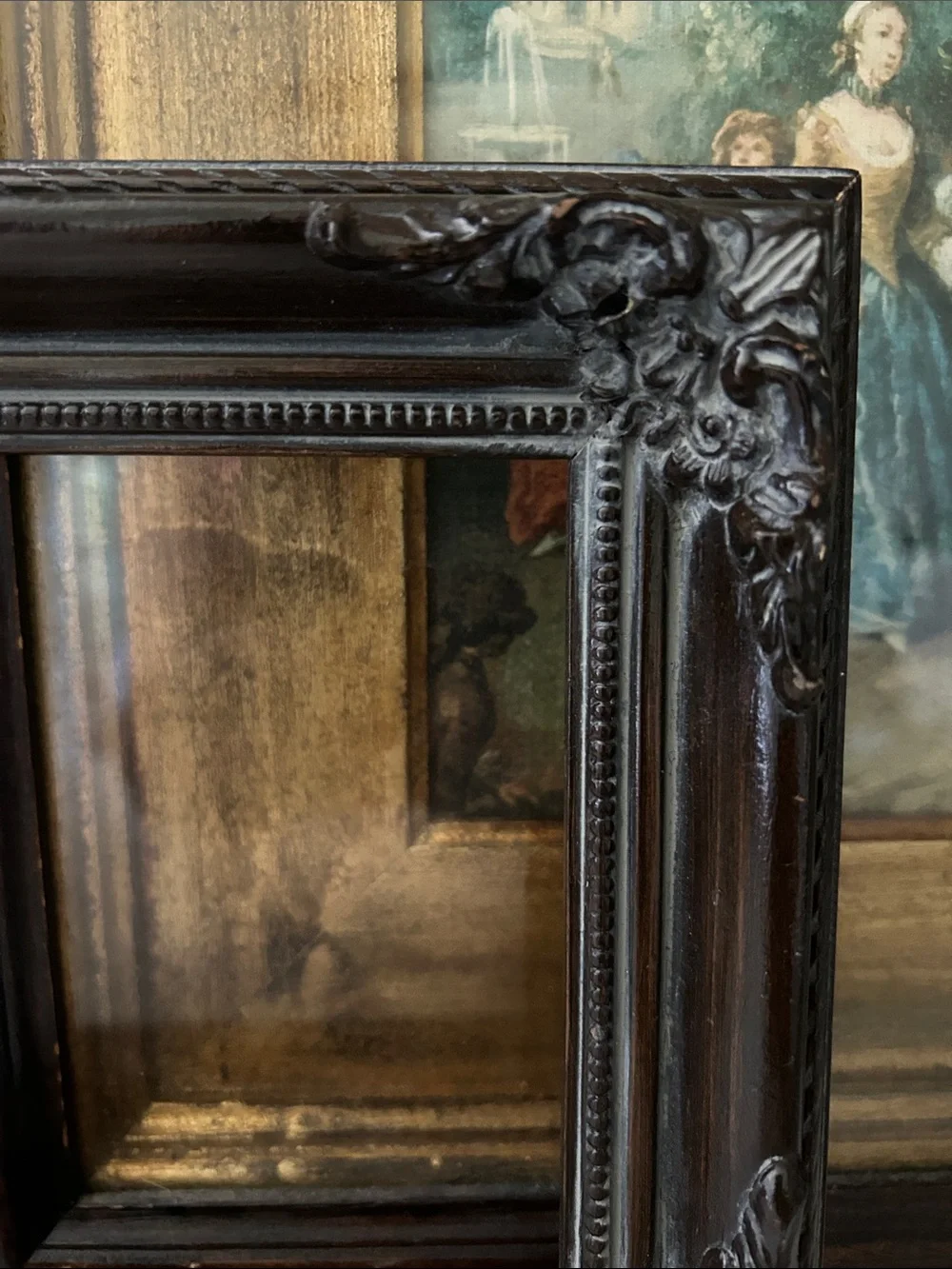Vintage Dark Brown Ornate Wall Mirror Frame